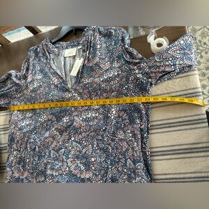 Anthropologie Maeve Blue and Pink Mosaic Blouse